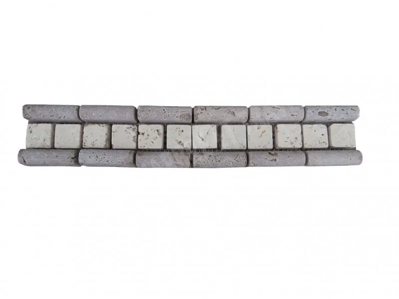 Travertin Frise Noce Mouleur Beige Mosaïque 30x5 cm 
