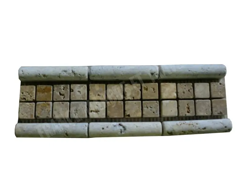 Travertin Frise Beige Mouleur Jaune Mosaïque 30x8 cm 