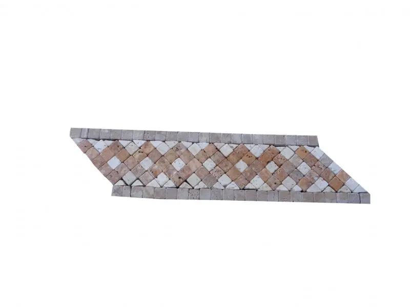Travertin Multicolore Frise Mosaïque 23x6,5 cm 