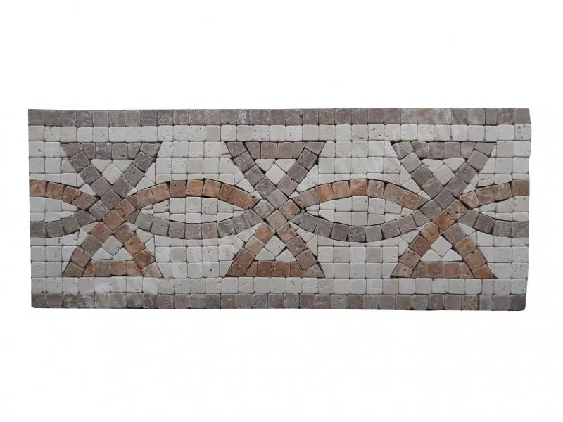 [1057] Travertin Multicolore Frise Mosaïque 30x12 cm 