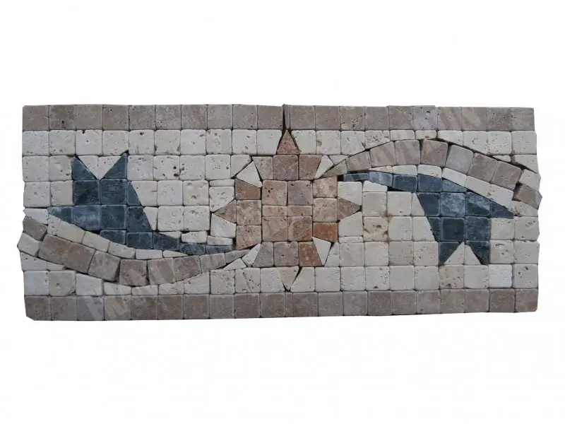 Travertin Multicolore Frise Mosaïque 30x12 cm 