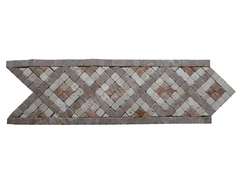 Travertin Multicolore Frise Mosaïque 28x9 cm 