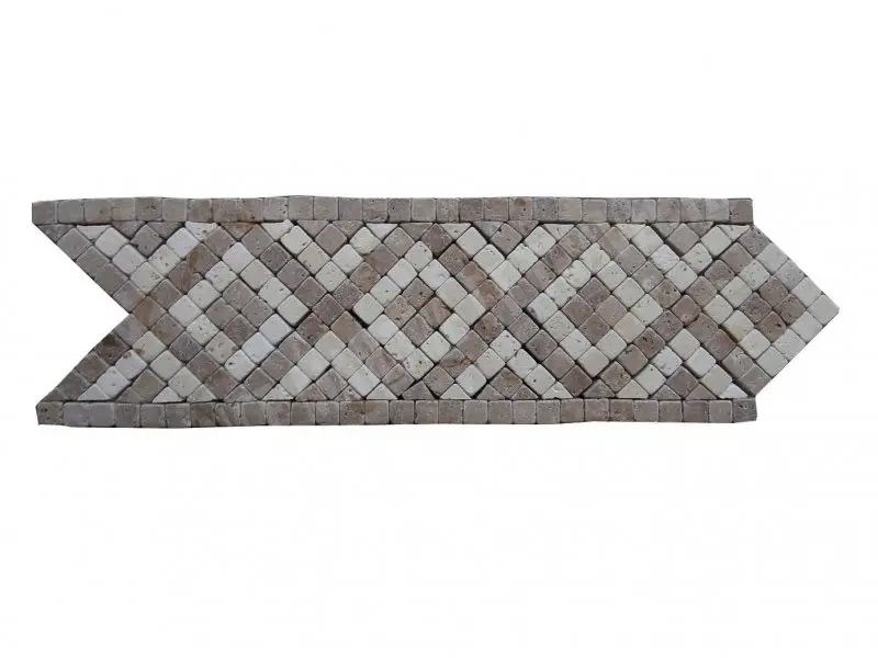 Travertin Multicolore Frise Mosaïque 28x9 cm 