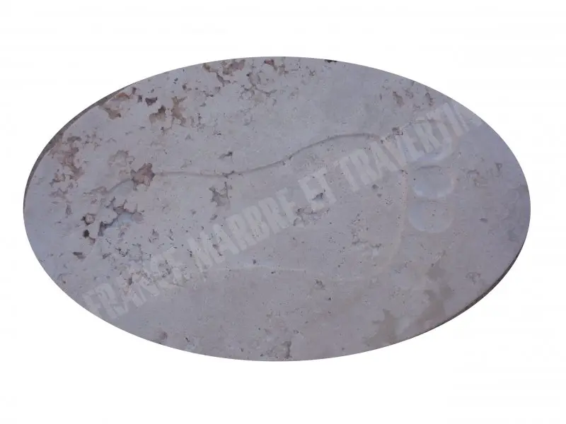 Travertin Beige Pas Japonais Ovale 