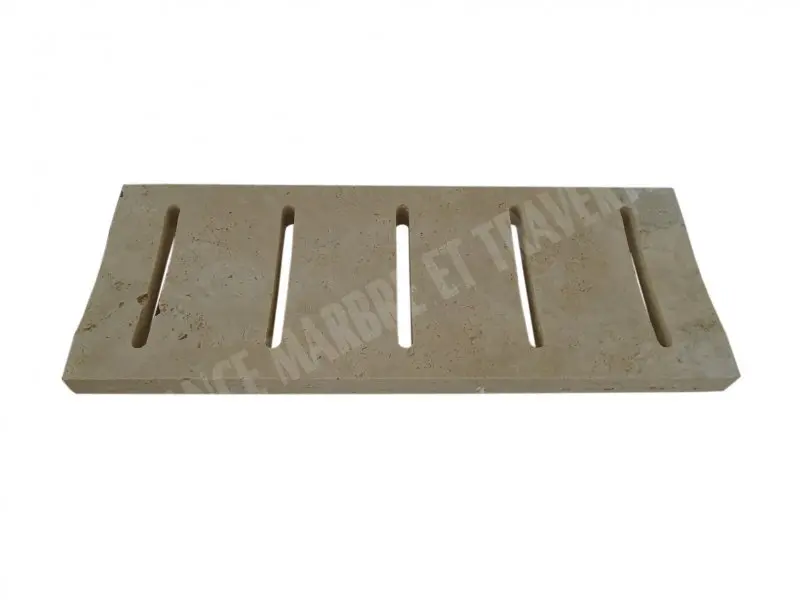 Travertin Beige Grille Caniveau Incurvè Rainure 19x50 cm 