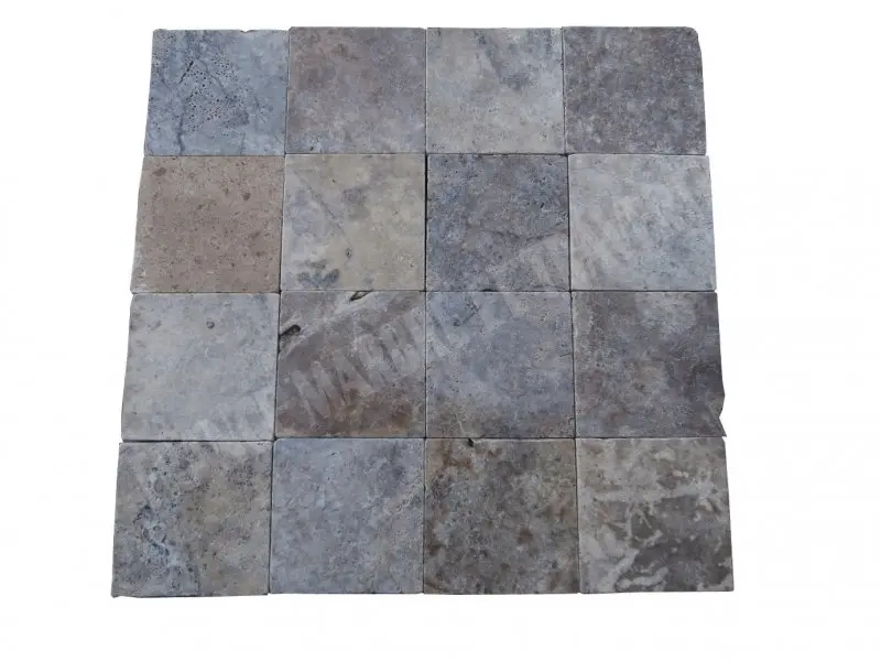 [1214] Travertin Silver 20x20 cm  (Rustique)