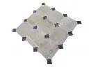 Travertin Beige Hexagone 40x40 cm + Marbre Noir Cabochon 10x10 cm 