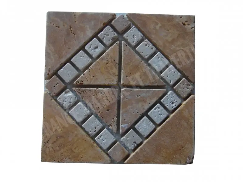 [1391] Travertin Jaune & Beige Rosace 23x23 cm 