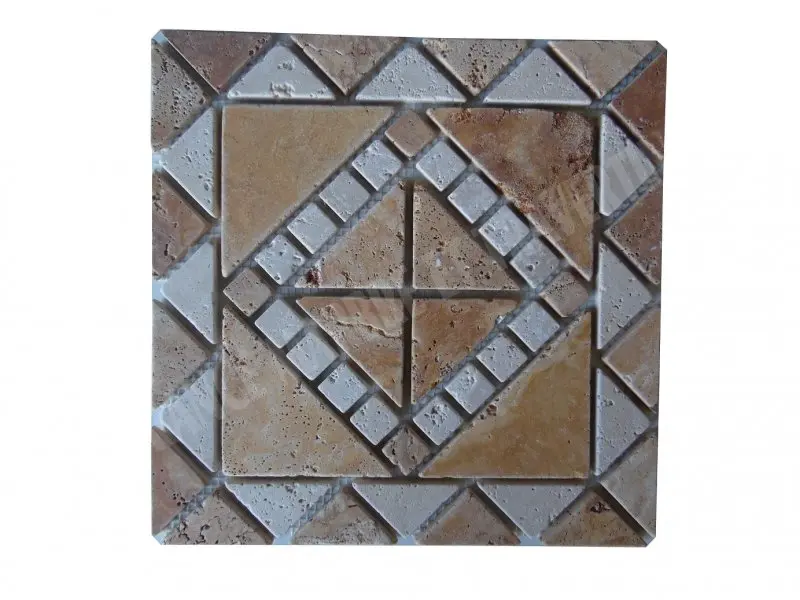 [1138] Travertin Jaune & Beige Rosace 30,5x30,5 cm 