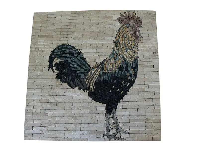 [628] Travertin Multicolore Rosace Coq 61x61 cm 