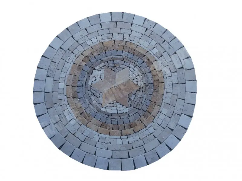 Travertin Multicolore Rosace Ronde Diamètre 80 cm 