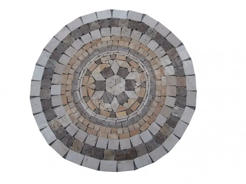 Travertin Multicolore Rosace Ronde Diamètre 60 cm 
