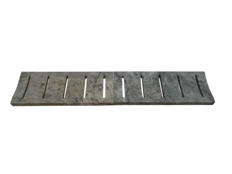 [3118] Travertin Silver Grille Caniveau Incurvè Rainure 19x50 cm 