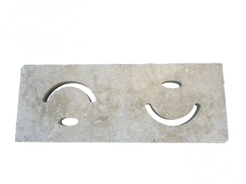 Travertin Beige Grille Mi-Rond Rainure +  Plastique Caniveau        