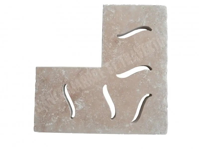 [953] Travertin Beige Grille Angle Serpent 50x50 cm 