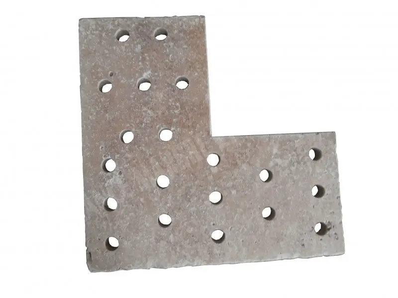[951] Travertin Beige Grille Angle Perfore 50x50 cm 