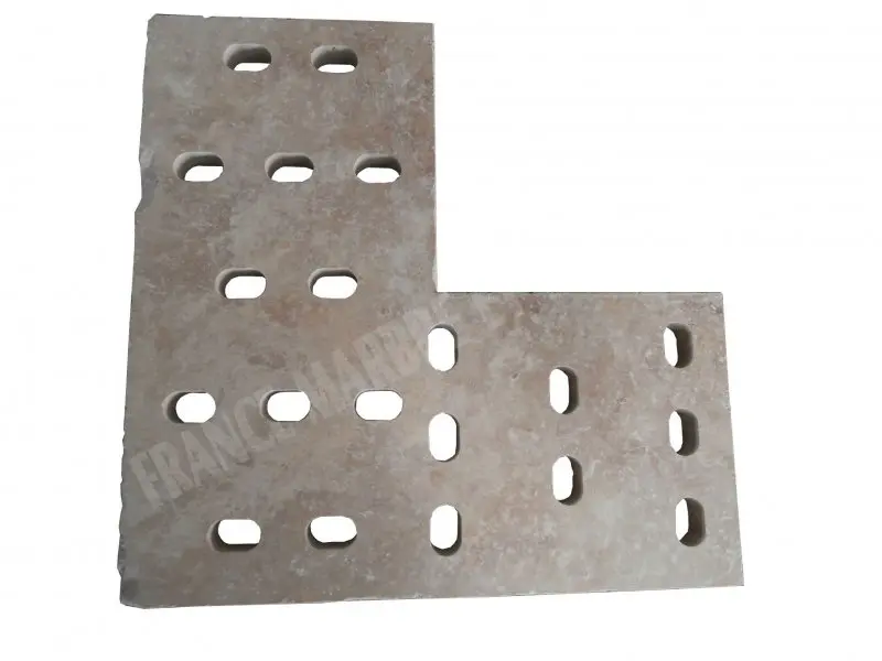 [950] Travertin Beige Grille Angle Ovale 50x50 cm 