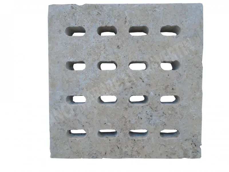 Travertin Beige Grille Siphon Petit Ovale 18x18 cm 