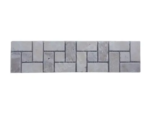 [2818] Travertin Beige & Noce Target Frise 30,5x7,5 cm 