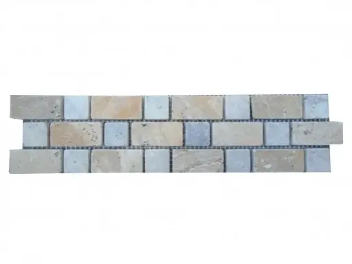 [2179] Travertin Jaune & Silver Bordeaux 2 Frise 30,5x7,5 cm 