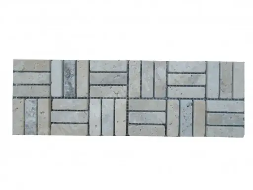 [2145] Travertin Beige & Silver Lyon 2 Frise 30,5x10 cm 