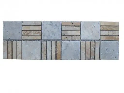 [1588] Travertin Silver & Jaune Paris 2 Frise 30,5x10 cm 