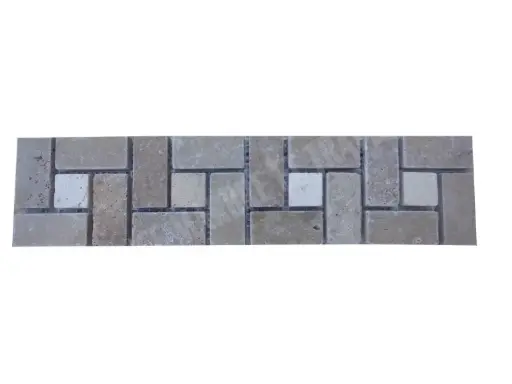 [1288] Travertin Noce & Beige Target Frise 30x7,5 cm 