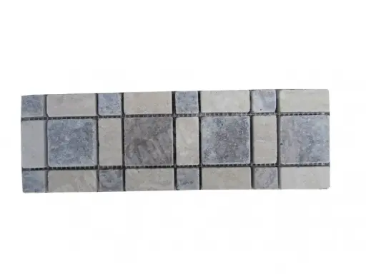 [1265] Travertin Silver & Beige Frise Carré 30x10 cm 