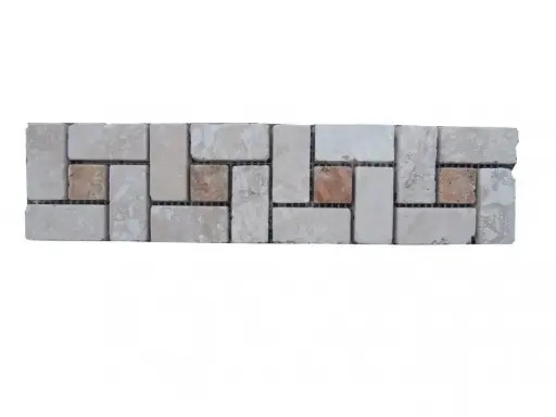 [1076] Travertin Beige & Jaune Frise Target 30x7,5 cm 