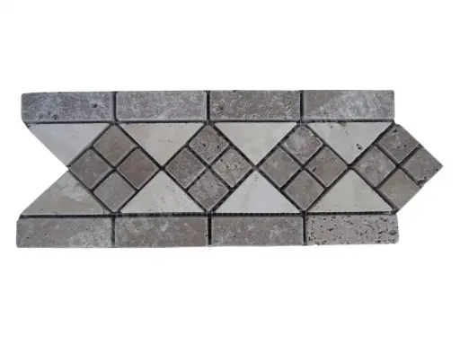 [972] Travertin Noce & Beige Frise 28x12 cm 