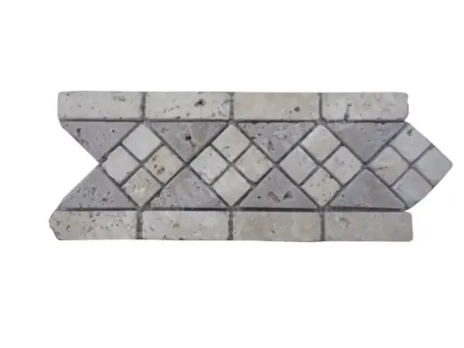 [174] Travertin Noce & Beige Frise Mosaïque 28,5x12 cm 