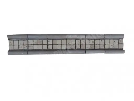 [843] Travertin Frise Vert Mouleur Beige Mosaïque 30x8 cm 