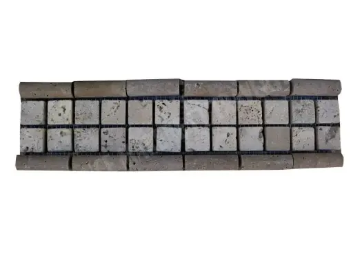 [744] Travertin Frise Noce Mouleur Beige Mosaïque 30x8 cm 