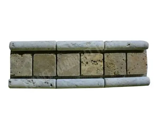 [743] Travertin Frise Silver Mouleur Jaune Mosaïque 30x8 cm 