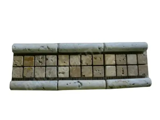 [741] Travertin Frise Beige Mouleur Jaune Mosaïque 30x8 cm 