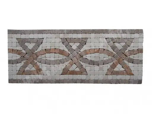 [1057] Travertin Multicolore Frise Mosaïque 30x12 cm 