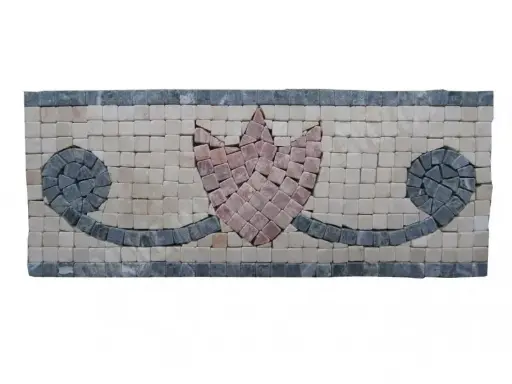 [1055] Travertin Multicolore Frise Mosaïque 30x12 cm 