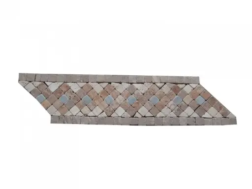 [1054] Travertin Multicolore Frise Mosaïque 23x6,5 cm 