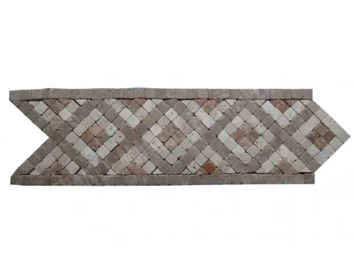 [1034] Travertin Multicolore Frise Mosaïque 28x9 cm 