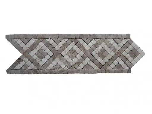 [1031] Travertin Multicolore Frise Mosaïque 28x9 cm 
