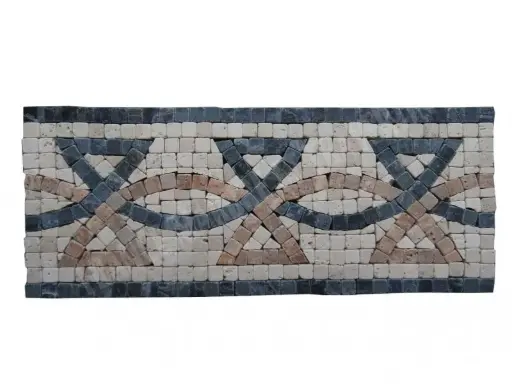 [1028] Travertin Multicolore Frise Mosaïque 30x12 cm 