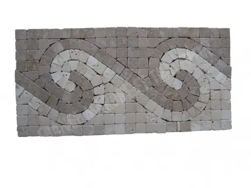 [1027] Travertin Beige - Noce Frise Mosaïque 30x15 cm 
