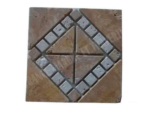 [1391] Travertin Jaune & Beige Rosace 23x23 cm 