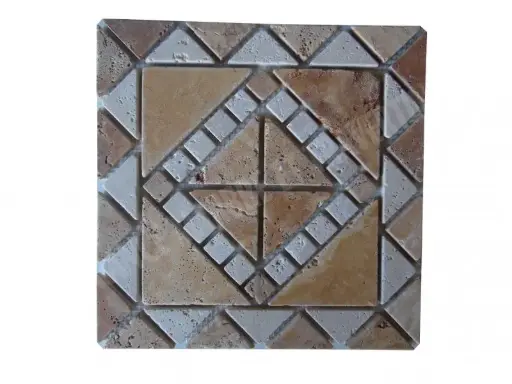 [1138] Travertin Jaune & Beige Rosace 30,5x30,5 cm 