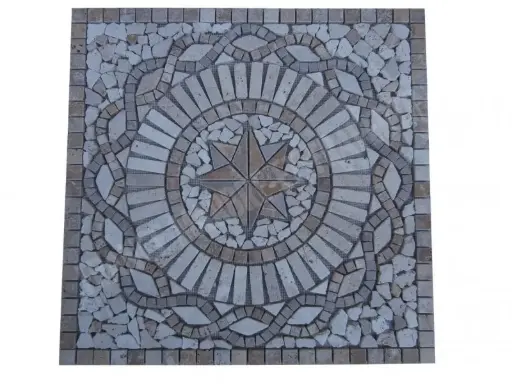 [1040] Travertin Multicolore Rosace 61x61 cm 