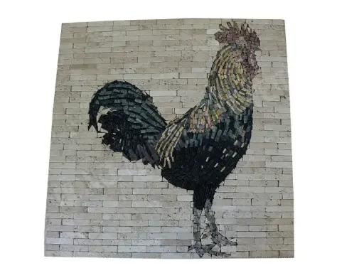 [628] Travertin Multicolore Rosace Coq 61x61 cm 