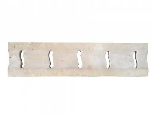 [1880] Travertin Beige Grille Caniveau Incurvé Serpent 9x50 cm  