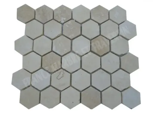 [3123] Travertin Beige Mosaïque Hexagone 