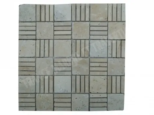 [2125] Travertin Beige Mosaïque Modelé Paris  