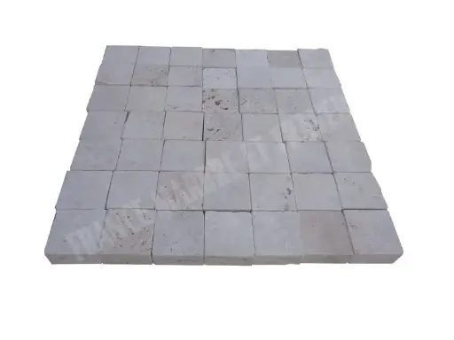 [2783] Travertin Beige Clair Pavé 10x10 cm